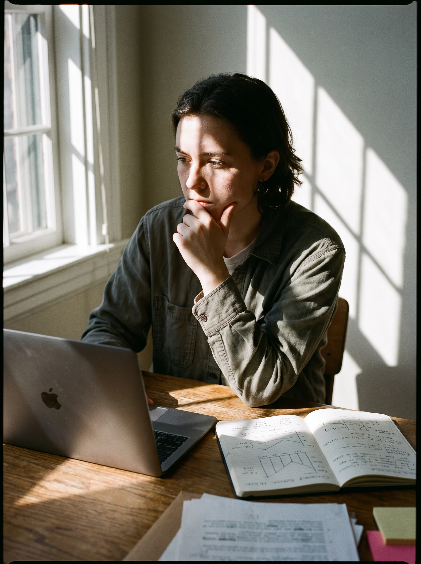 Thoughtful PPC specialist at a work table